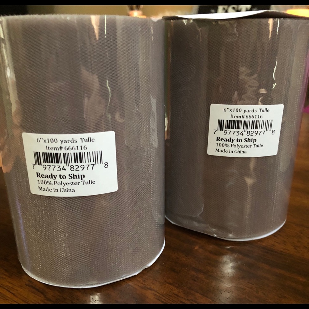 2 rolls of 6” wide GRAY tulle - 100 yrds each